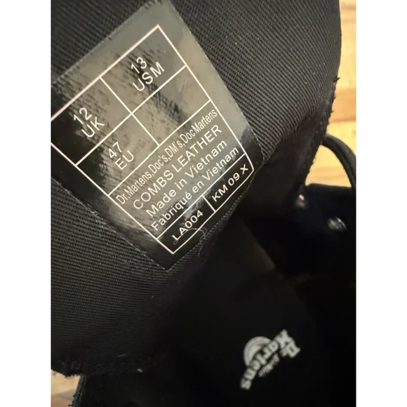 Dr. Doc Martens Combs Black Leather Combat Grunge Boots Size Mens 13 EU 47 NWOB - Picture 10 of 11